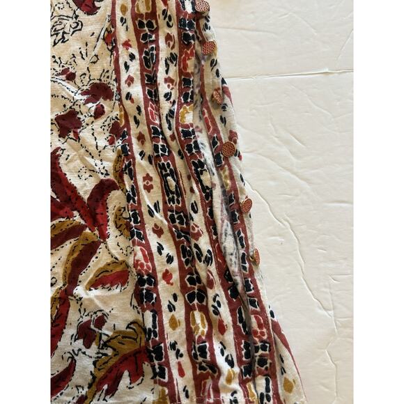 NWT Soft Surroundings Tunic Small Brown Fall Print Gold Button Side Knit Sleeves - Picture 5 of 14